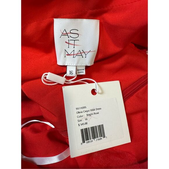 As It May Olivia Crepe One-Shoulder Midi-Dress Size US 16 $545 - Picture 11 of 11